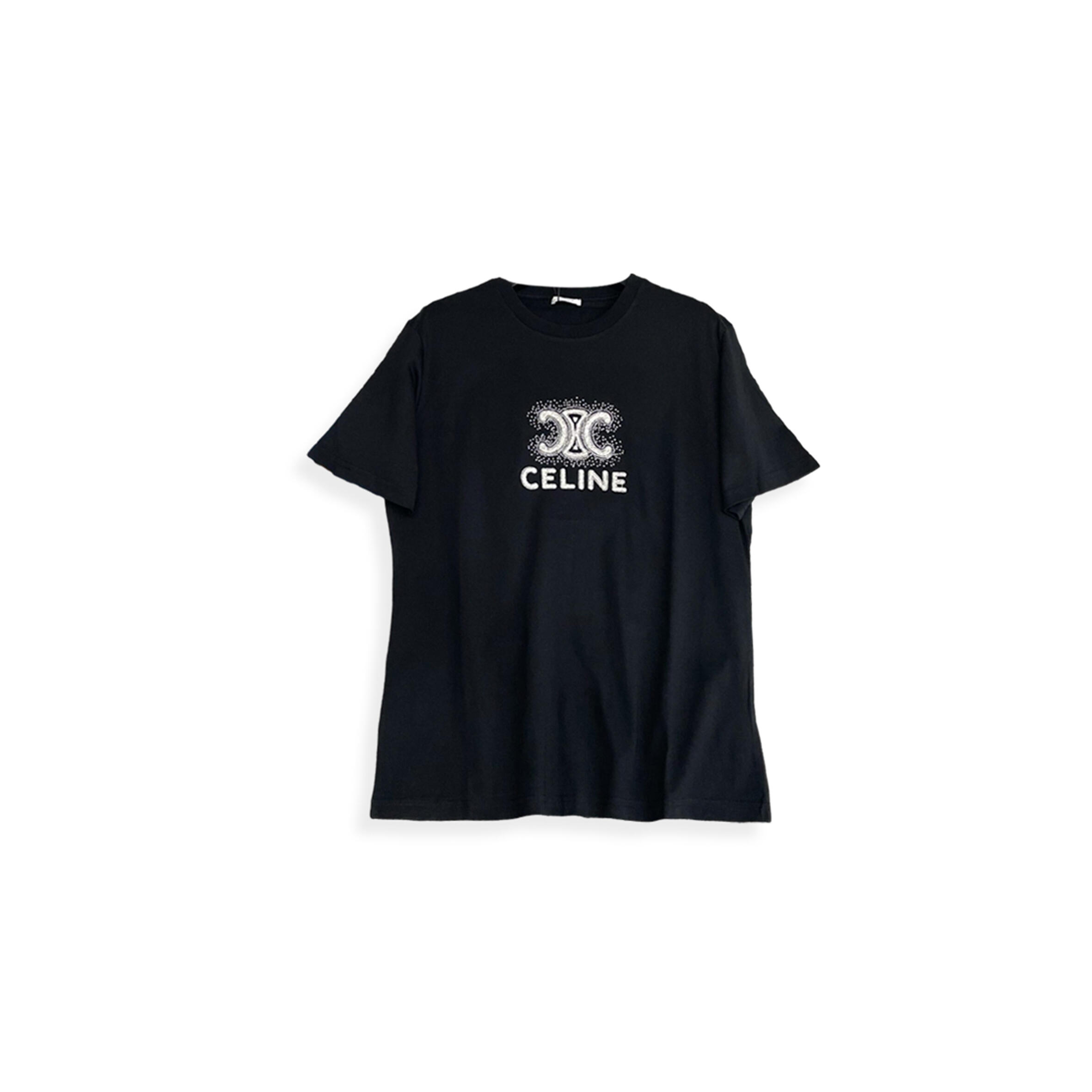 Ce1i*e heavy industry arc de triomphe letter beaded t-shirt